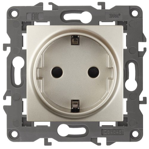 Розетка с заземлением без рамки Эра Elegance 1-м. шампань картинка